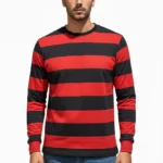 قميص مخطط باللونين الأسود والأحمر