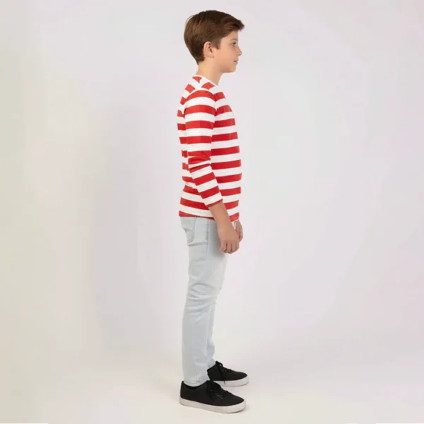 ⁦قميص أولادي مخطط باللون الأحمر مع جيب⁩ - الصورة ⁦3⁩