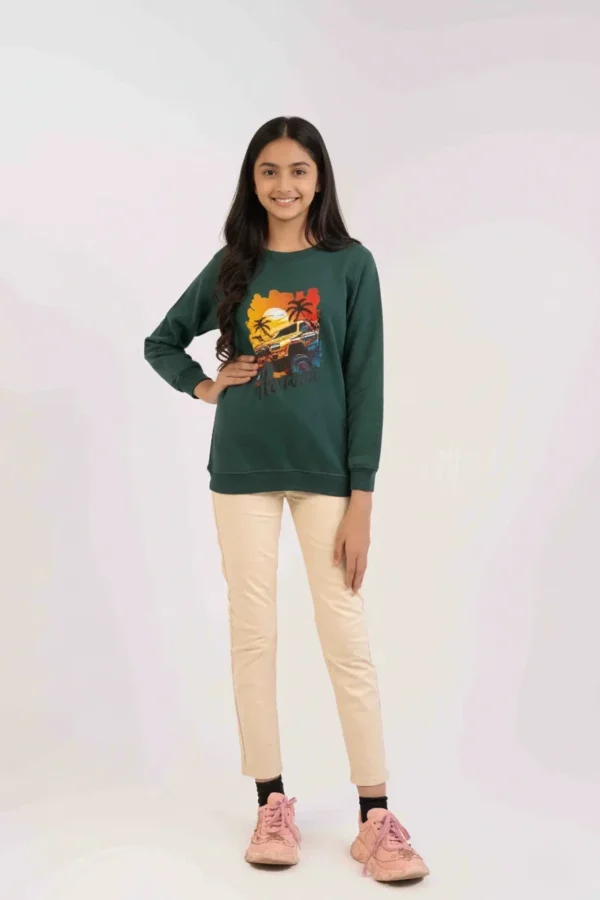 ⁦جينز بناتي بقَصّة ضيقة – لون أخضر وبيج⁩ - الصورة ⁦3⁩