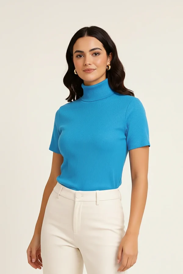 ⁦تيشيرت رجالي بنصف كم بياقة عالية⁩ - الصورة ⁦4⁩