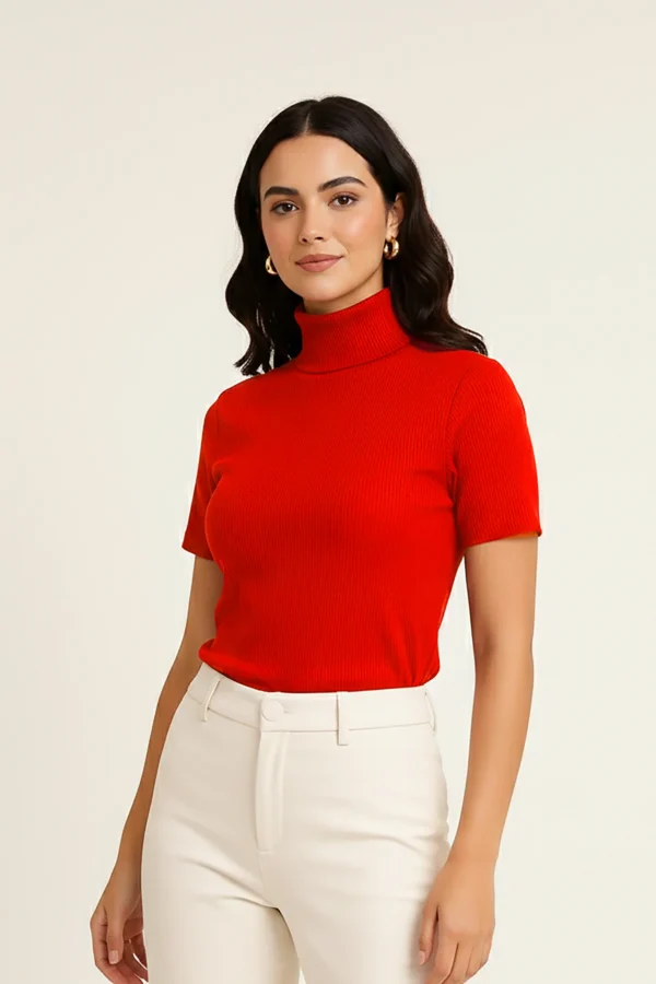 تيشيرت رجالي بنصف كم بياقة عالية