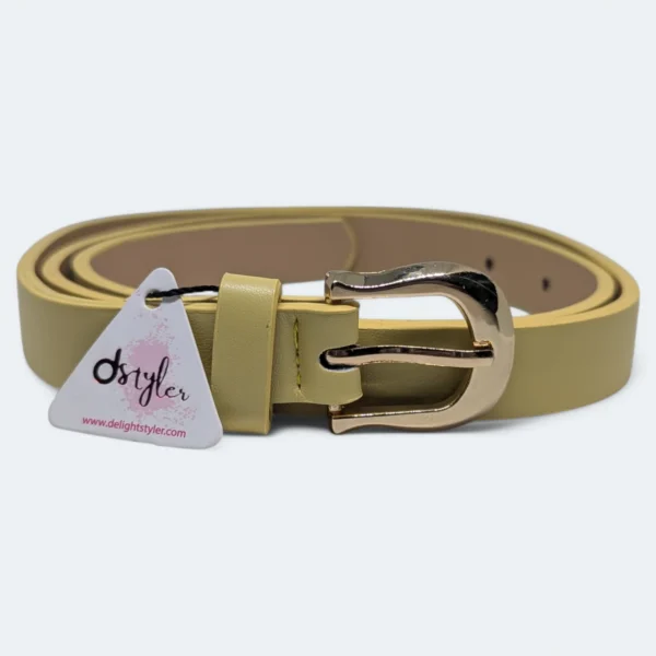 حزام بلون أصفر ليموني بإبزيم كلاسيكي