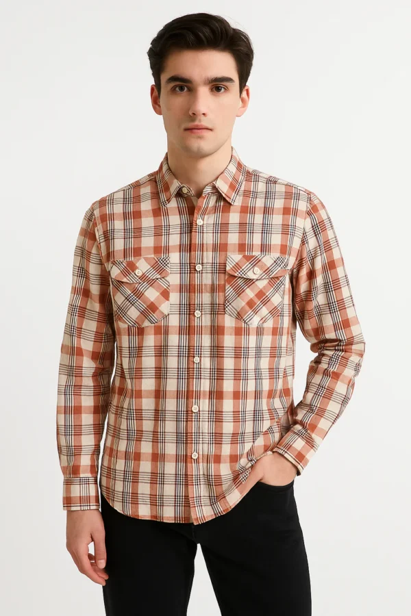 قميص رجالي كاجوال – نقش مربعات