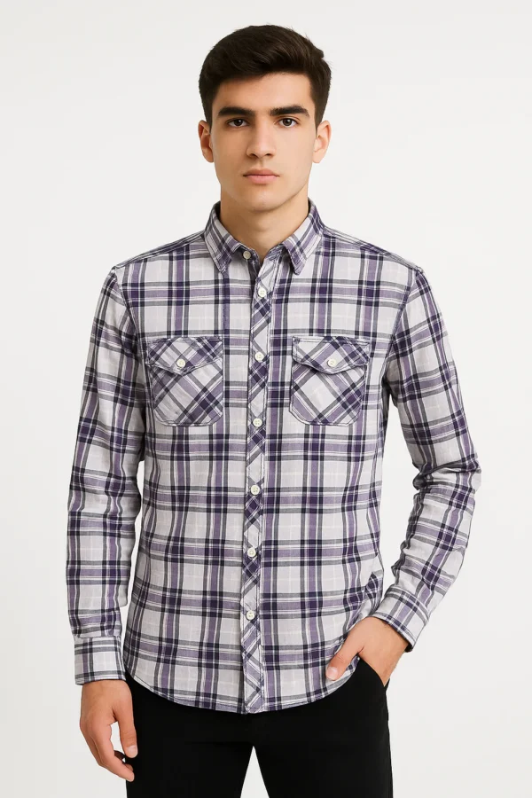 قميص رجالي كاجوال – نقش مربعات