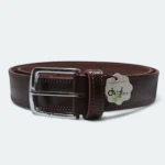 حزام رجالي من الجلد الطبيعي 100٪ مع شعار D Styler – لون بني داكن