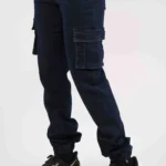 جينز كارجو رجالي – غسيل أزرق داكن