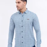 قميص رجالي كاجوال – نقش مربعات أزرق