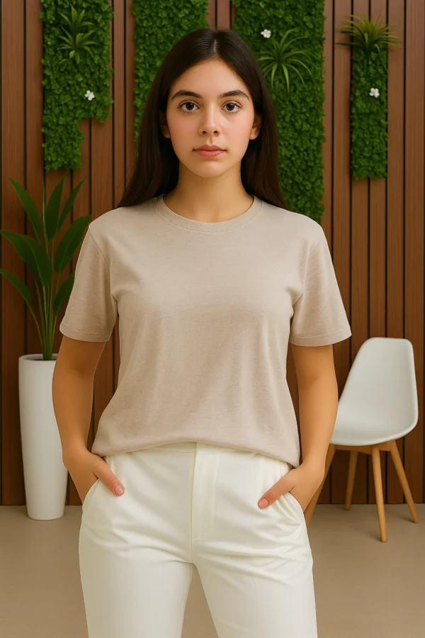 ⁦تيشيرت نسائي بنمط ميلانج⁩ - الصورة ⁦2⁩