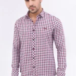 قميص رجالي كاجوال – نقش مربعات أحمر